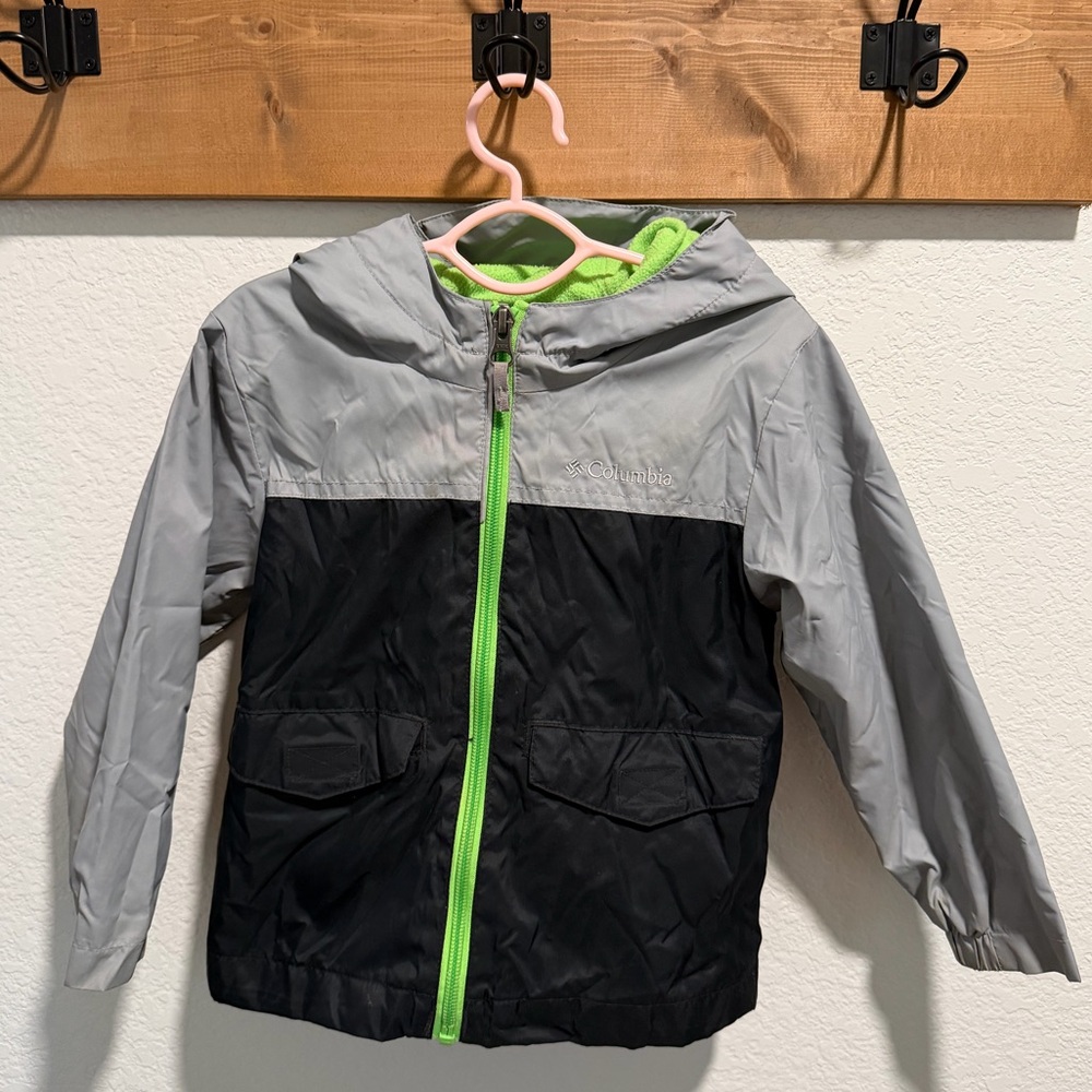 Columbia Black and Gray Jacket with Neon Green Zipper